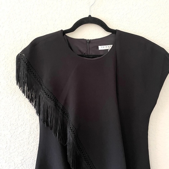 NWT Trina Turk Fringe Little Black Cocktail Dress - Picture 2 of 8